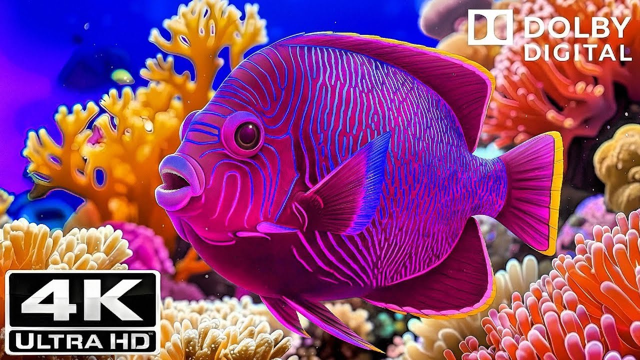 Relaxing 4K Coral Reef – Tropical Fish Swimming for Stress Relief 