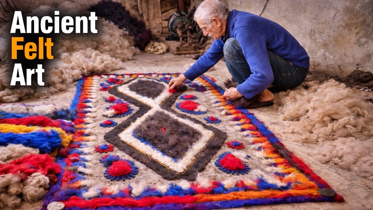 Traditional Sheep Wool Rug Making | Ancient Felt Craft
