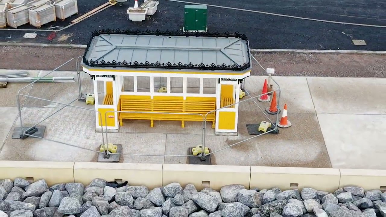 Clarence Parade sea defence works. Close up detail by drone 
