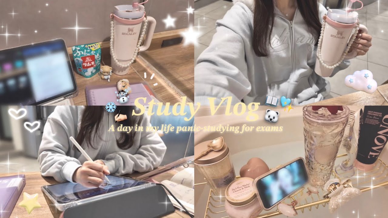 【獣医学生のVlog】大焦りで10時間勉強した日✍🏻😵‍💫💦リアルなテスト期間Vlog📖🐻‍❄️️🩵
