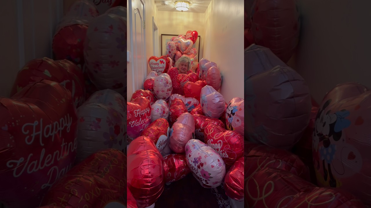 Balloon surprise for Valentine&rsquo;s Day #badgranny #valentinesday2026 #surprise #prank #funny