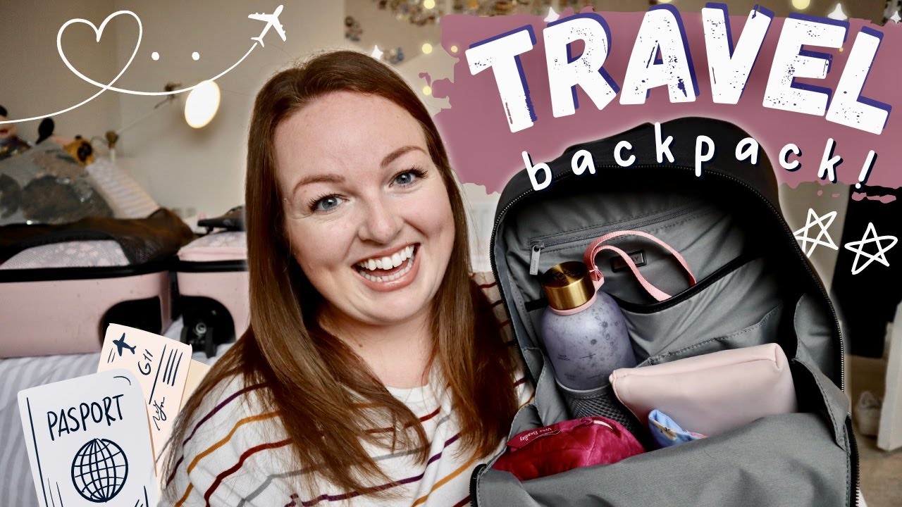 WHAT'S IN MY TRAVEL BAG? ✈️ carry-on essentials, Away Front Pocket Backpack & hand luggage tips! 🎒