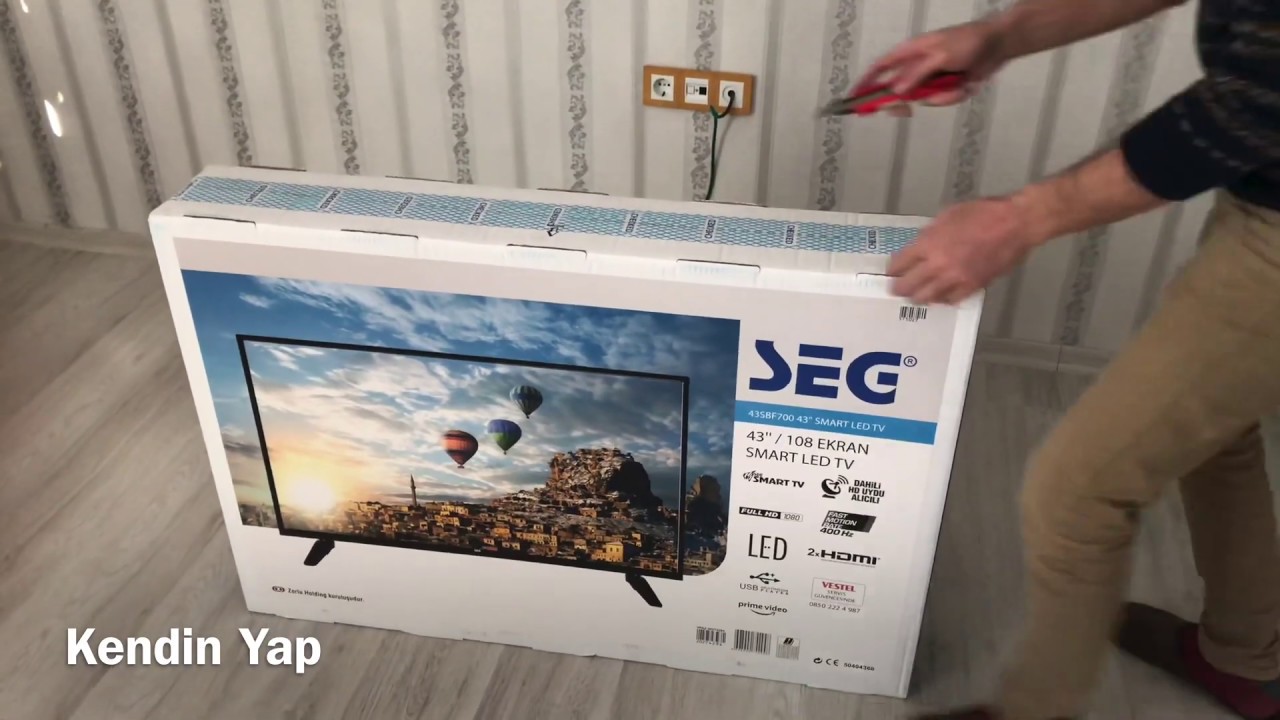 Seg 43sbf700 model led tv kutu açılımı ve uydu kurulumu.