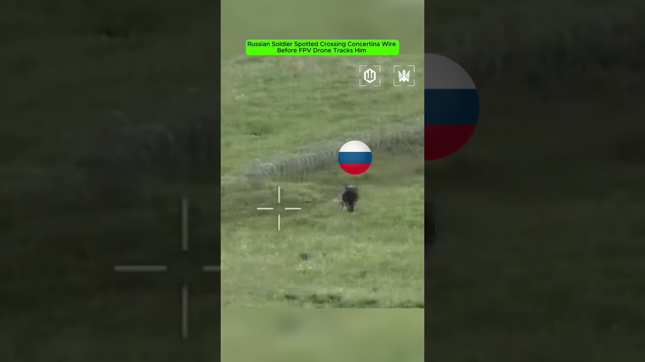 Russian Soldier Spotted Crossing Concertina Wire Before FPV Drone Tracks Him  Ukraine War