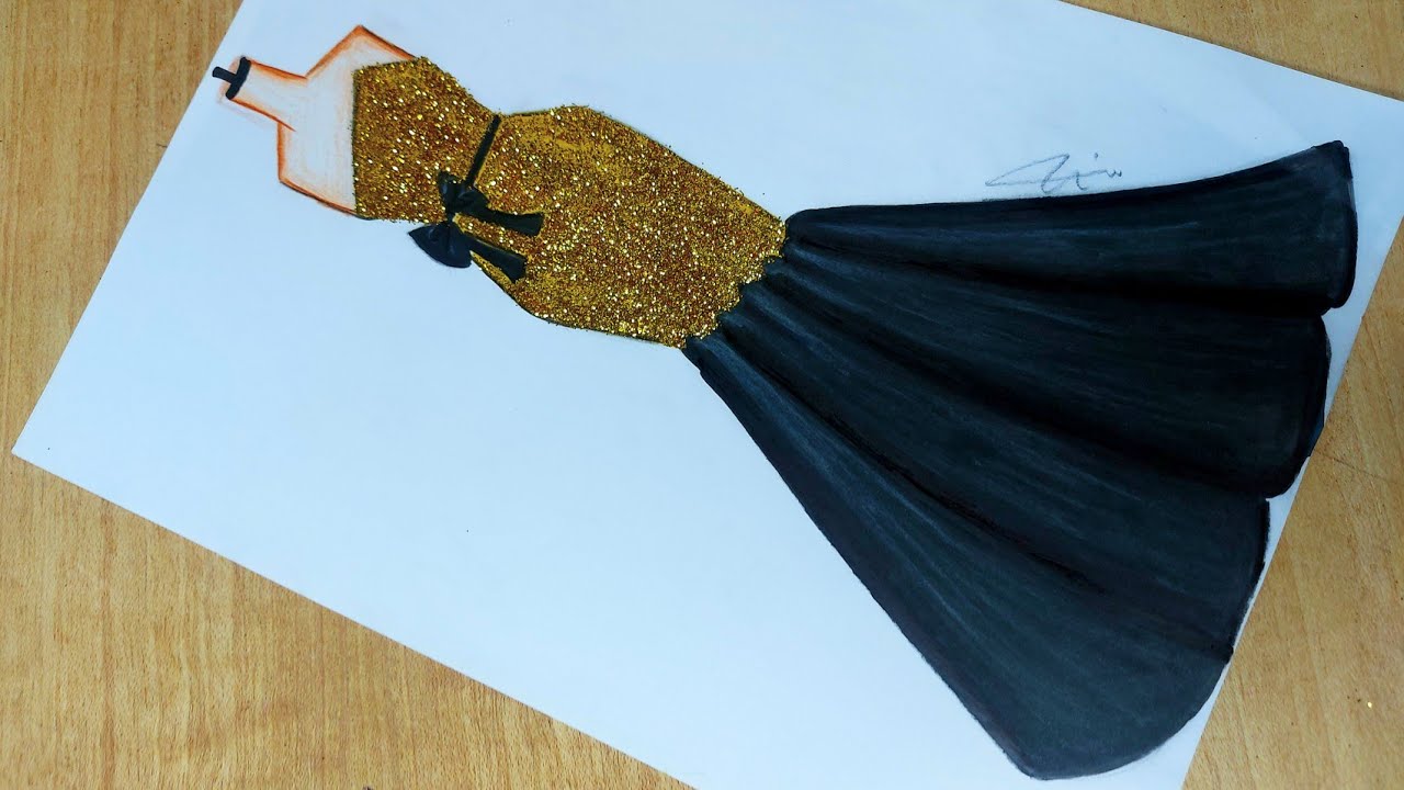كيفية رسم فستان سهرة جميل سهل خطوة بخطوة🔥/ تصميم الأزياء/ رسم فساتين/ رسم أزياء / رسم بنات / رسم سهل