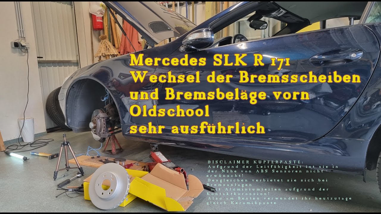 Mercedes SLK R 171 Wechsel der Bremsscheiben und Bremsbeläge vorn Oldschool sehr ausführlich.
