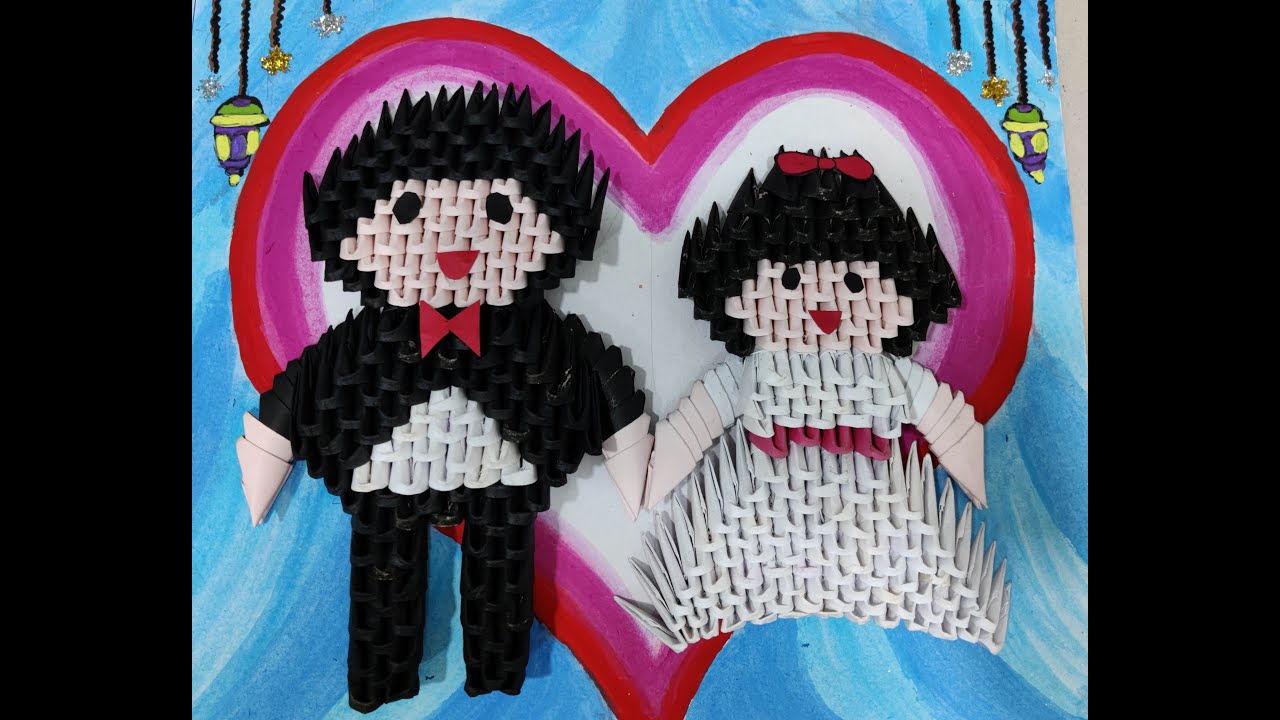 How to make 3D Origami Groom and Bride | 3D Origami Model 2 | Easy Level Tutorial | Paper Craft