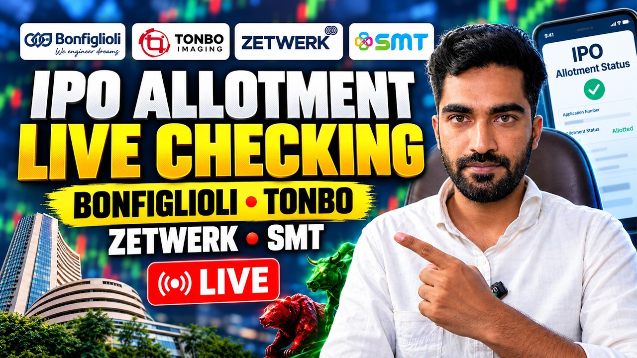 4 IPO Allotment Status LIVE 🔴 | Bonfiglioli IPO, Tonbo IPO, Zetwerk IPO, SMT IPO - GMP Today