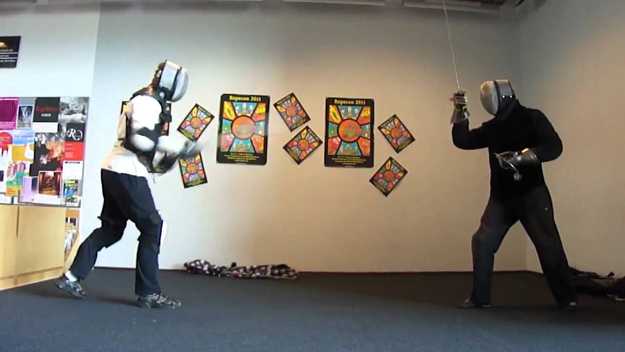 A historical swordplay demonstration at Sello Library, Espoo