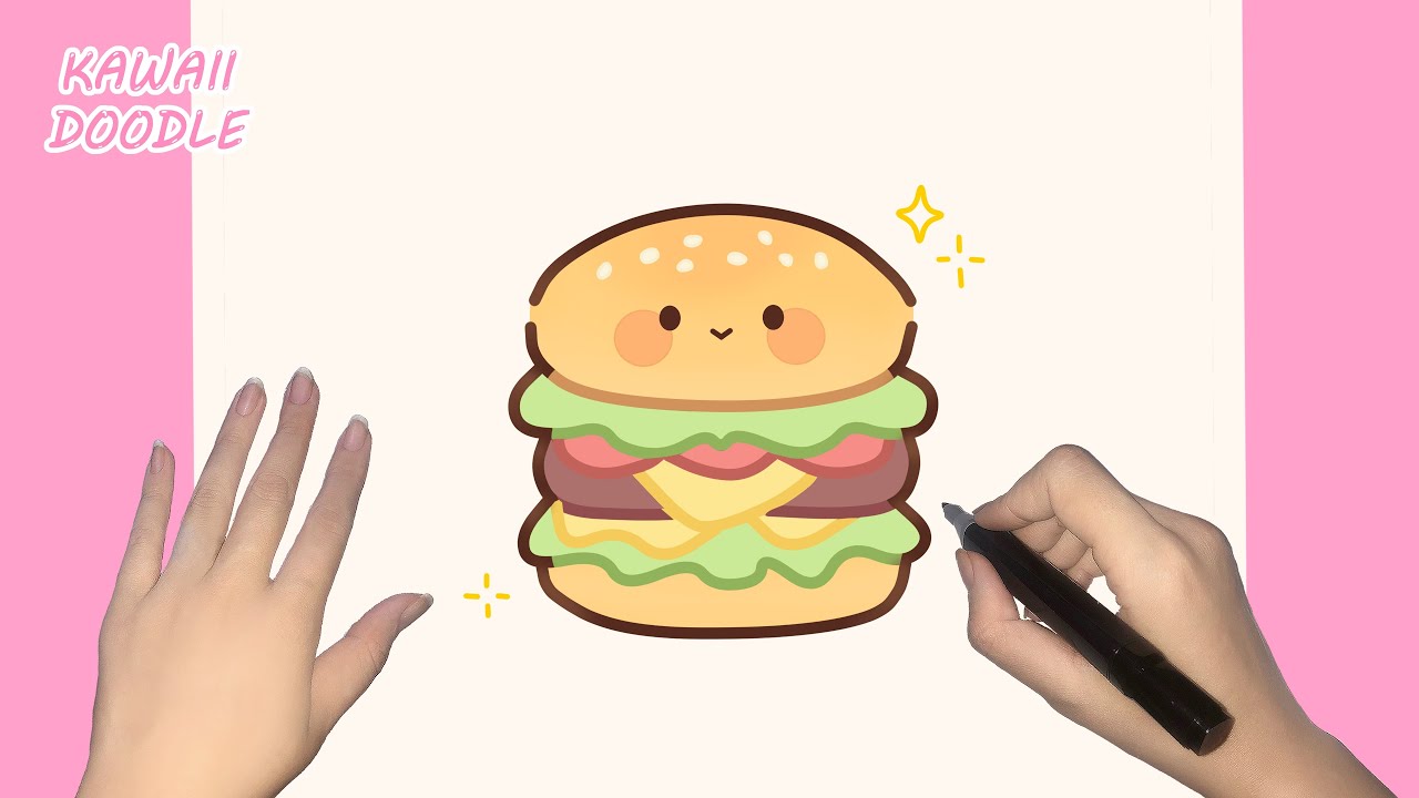 🌸HOW TO DRAW A CUTE HAMBURGER~ STEP BY STEP ~ KAWAII DOODLE