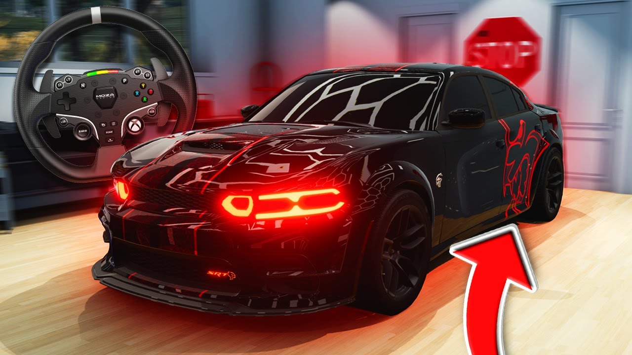 Going on Road Trip to Buy a NEW Dodge Charger Hellcat - Realistic BeamNG Drive with Steering Wheel