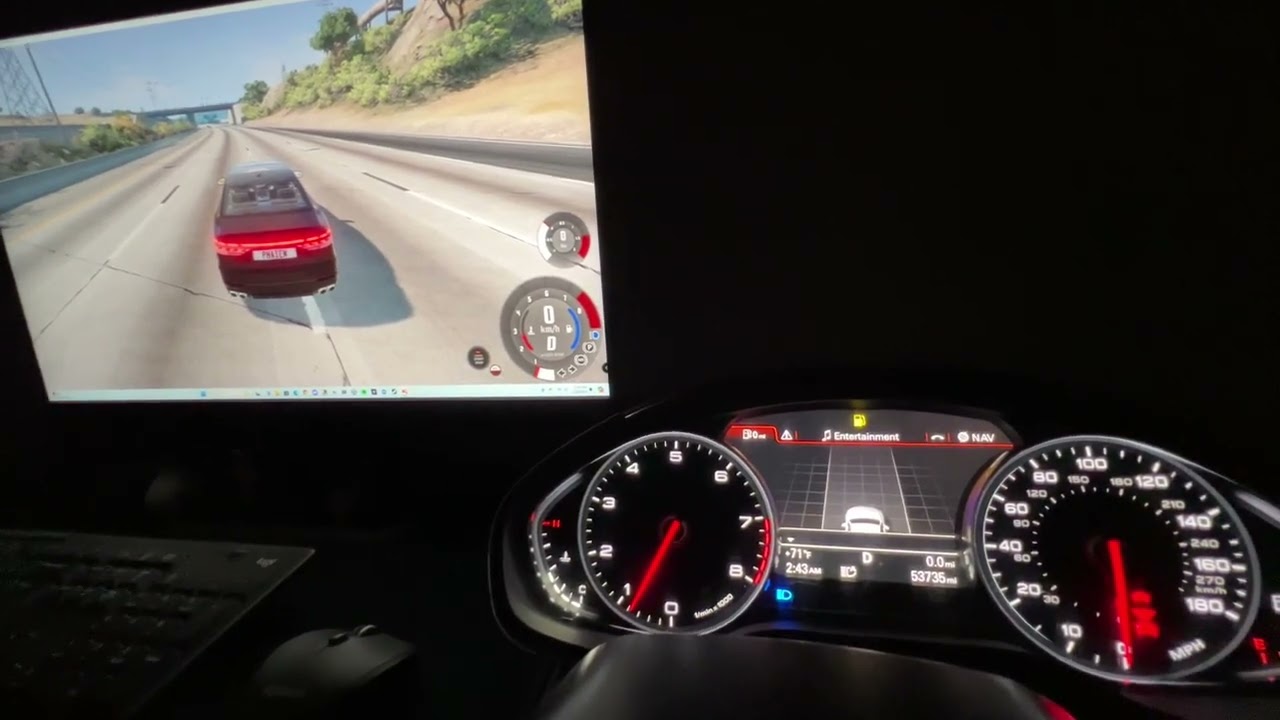 Audi A8 cluster testing in simhub - BeamNG 