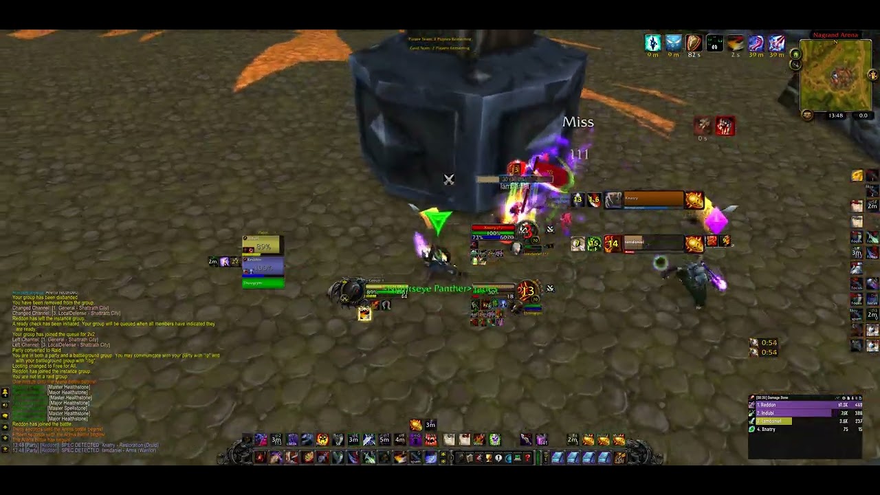 Anniversary TBC Arena lock/rogue (h) vs warr/rdruid (a) -