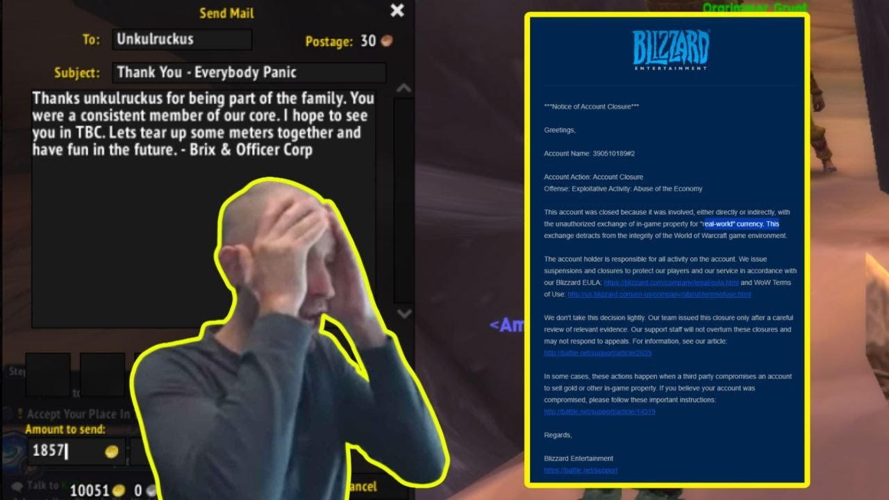 He got Banned for Guild Bank Distributions.