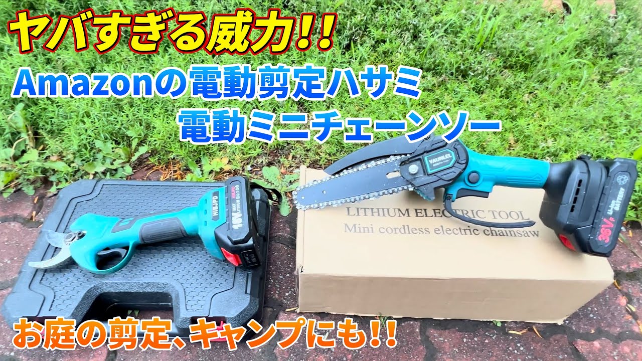 恐いレベルの威力！Amazonの電動剪定ハサミと電動ミニチェーンソー