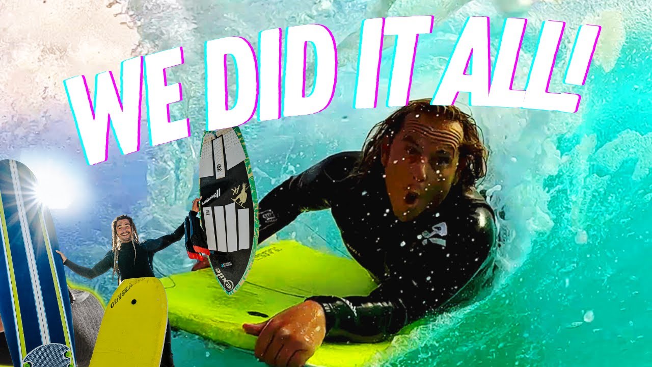 Doing EVERYTHING to get a barrel! Skimboarding, Body Boarding, Step-offs!
