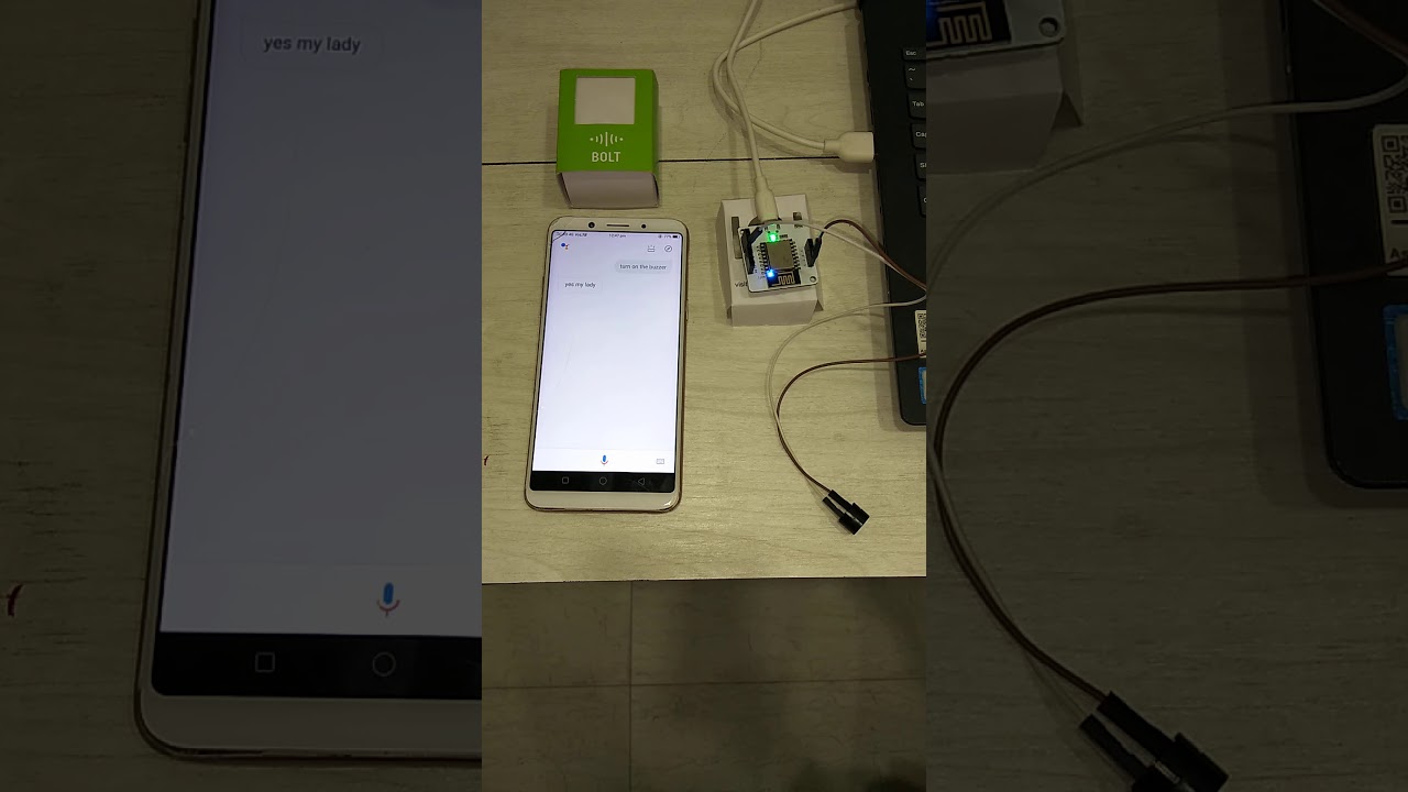 buzzer on or off using google assistant bolt iot