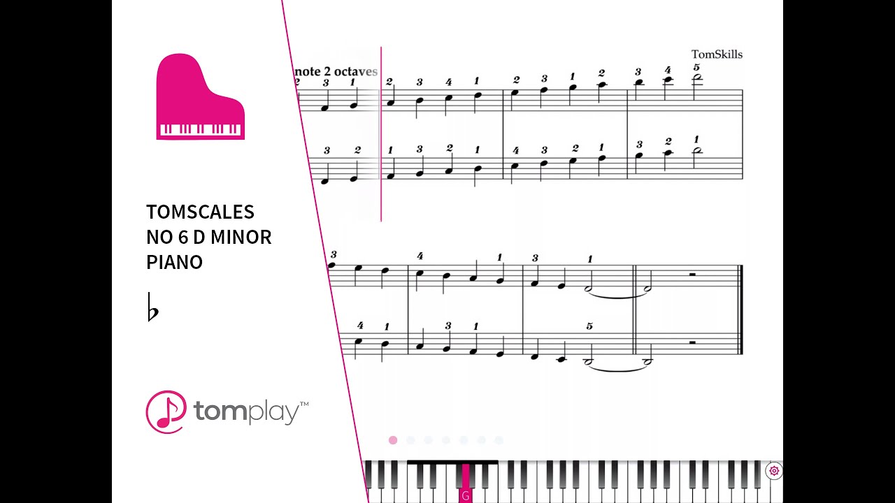 D Minor Piano Scale (Sheet Music and Backing Track)