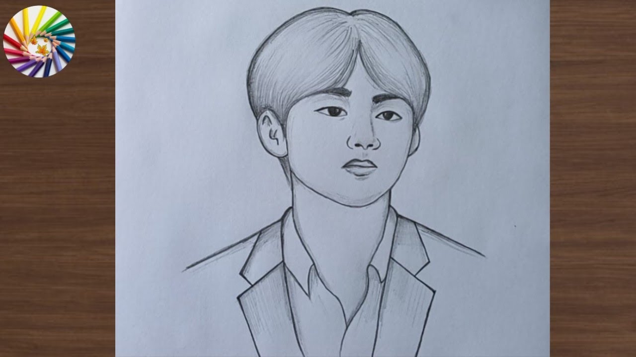 How To Draw BTS V ( Kim taehyung ) - step by step for beginners | BTS V Kim taehyung drawing