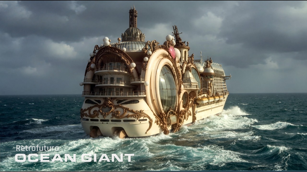 The Stained-Glass Ocean Liner: Across the Golden Sea | AI Film 4K &mdash; Retrofutura