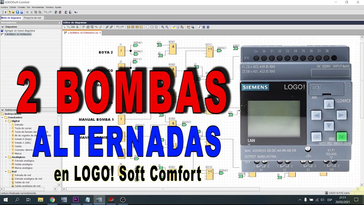 Control de 2 bombas alternadas Manual - Automático en LOGO! Soft Comfort