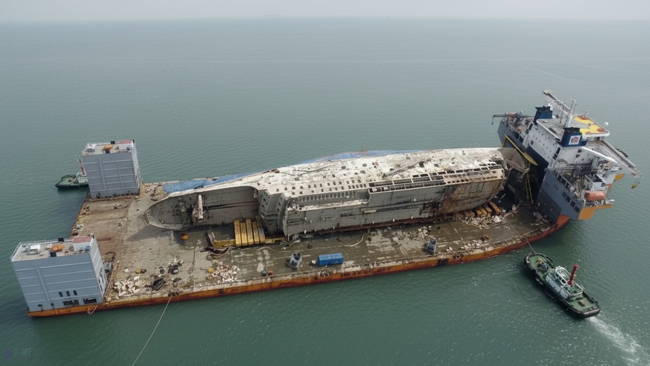 Navio Afunda e &eacute; Retirado do Fundo do Mar | Naufr&aacute;gio do MV Sewol