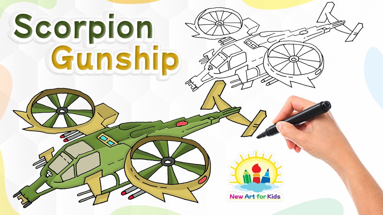 Helicopter Drawing | Scorpion Gunship | Scorpion Gunship Avatar | Scorpion Gunship Drawing