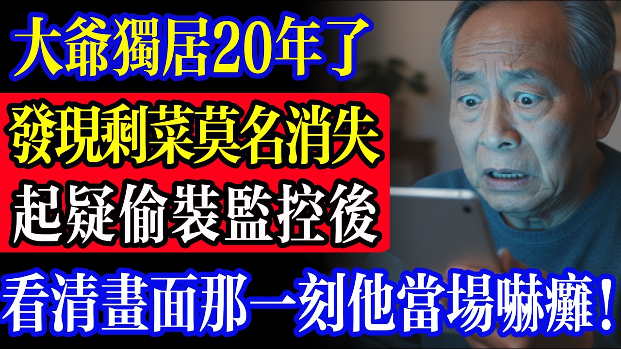 大爺獨居20年，發現剩菜莫名消失，偷偷裝監控後，看清畫面的那一刻他當場嚇癱！
