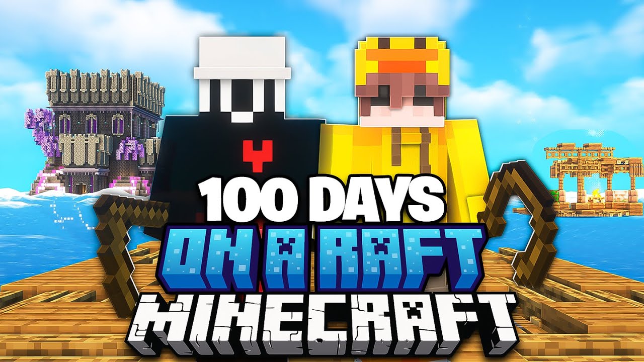 We Survived 100 Days ON A RAFT In Minecraft...