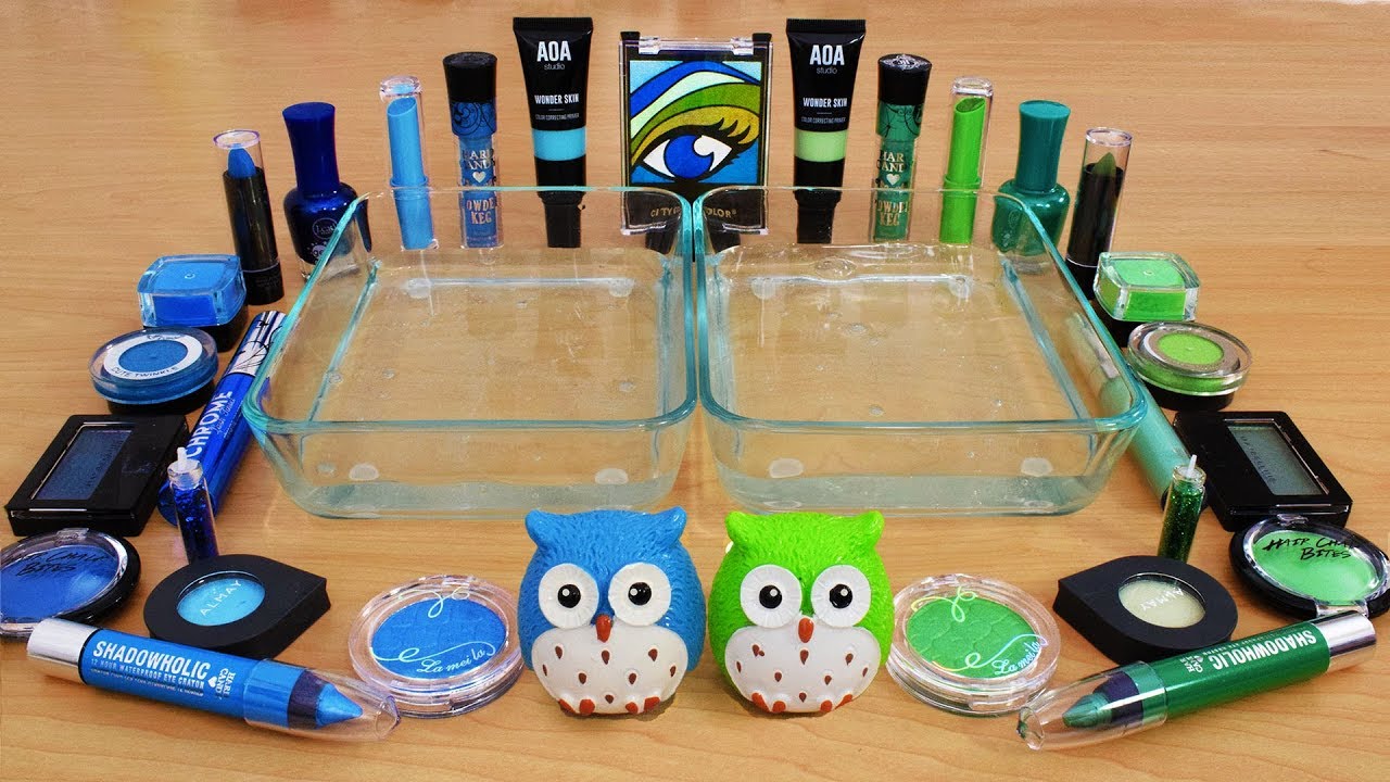 Mixing Makeup Eyeshadow Into Slime ! Blue vs Green Special Series Part 19 Satisfying Slime Video