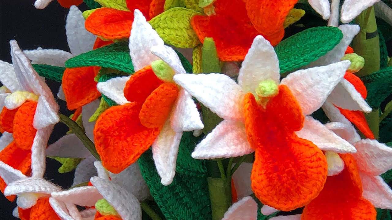 Связанный крючком цветок орхидеи - Dendrobium Hsinying Mareezuki Orchid