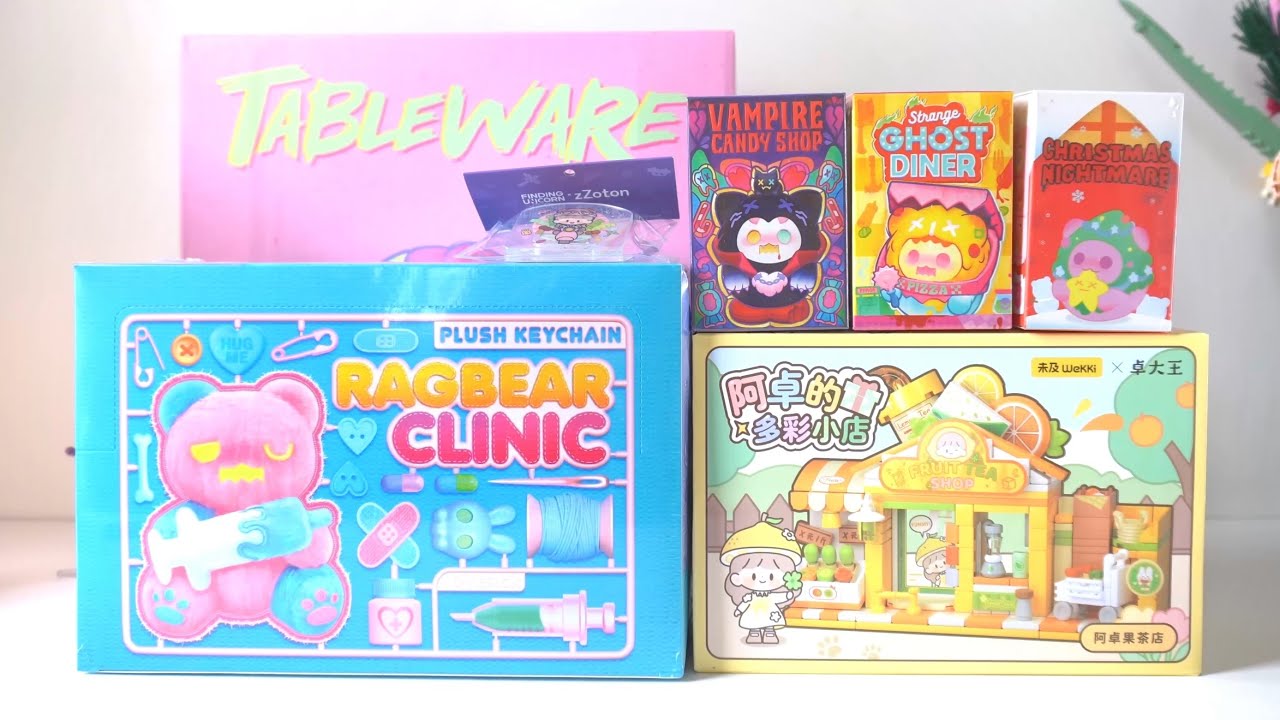 unboxing finding unicorn shinwoo blindboxes, cutlery set and assembling zzoton's building blocks ᯓ★