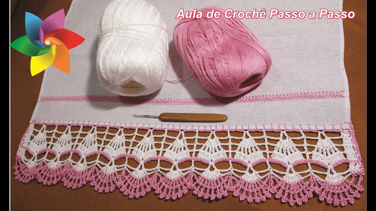 Bico de Crochê para Pano de Prato - Fácil em 2 cores  modelo de crochê 345