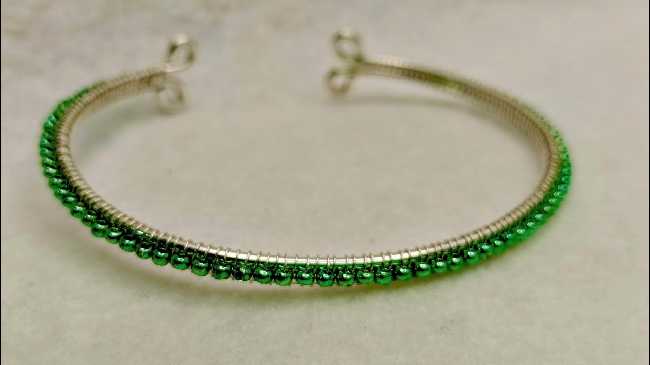 #tutorial #brazaletes  de alambre y cuentas de vidrio