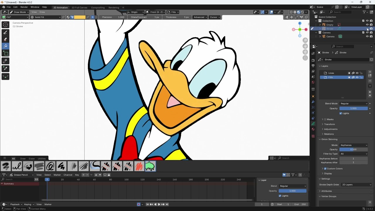 Blender 4.3.2 Grease Pencil drawing