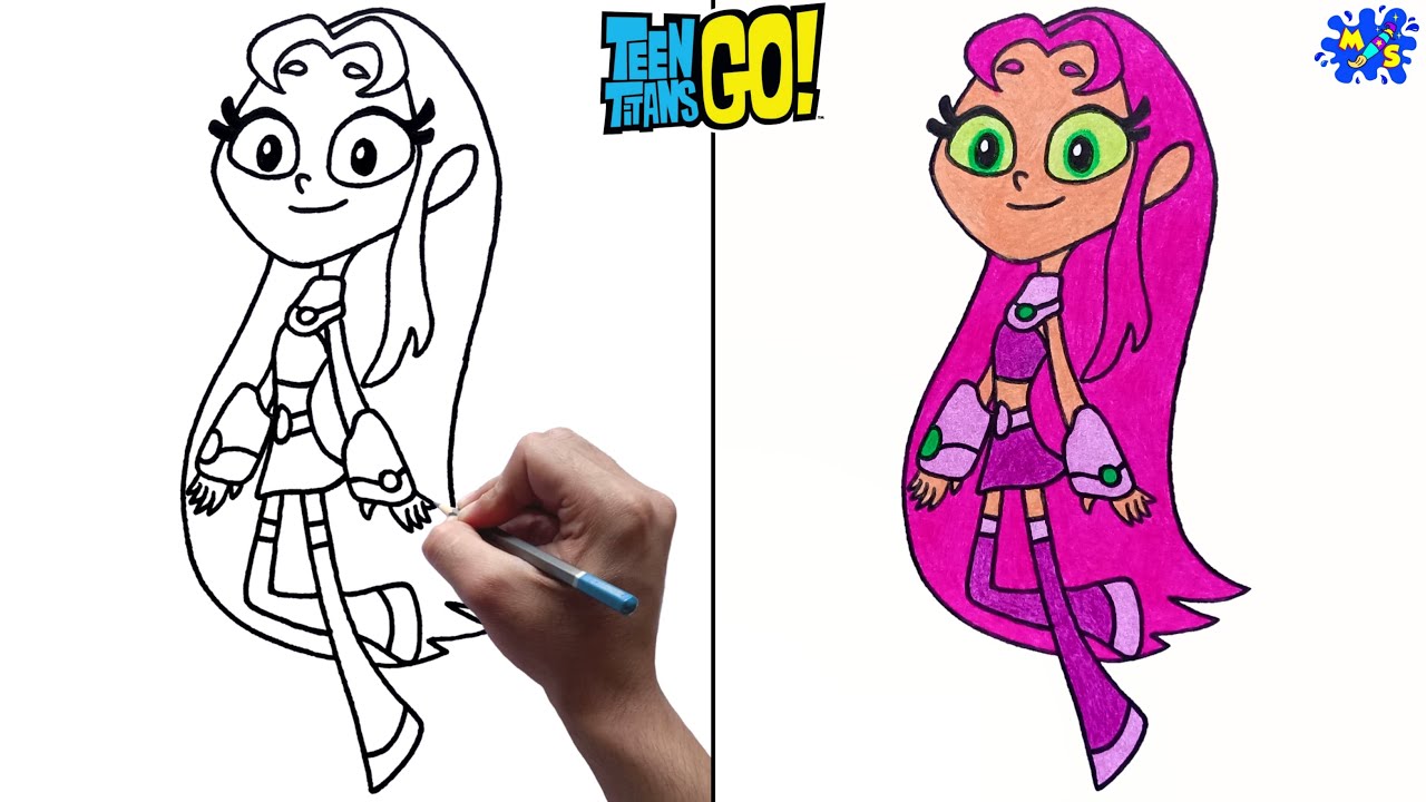 How to draw Starfire from Teen Titans Go Step by Step Easy