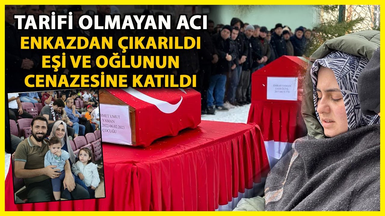 Enkazdan Yaralı Kurtuldu, Eşi ve Oğlunun Cenazesine Katıldı