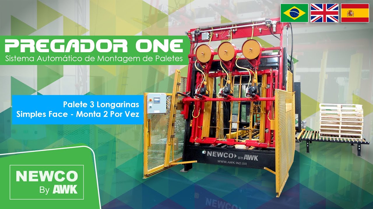 Pregador ONE - Processo de montagem de 2 paletes face simples por vez.