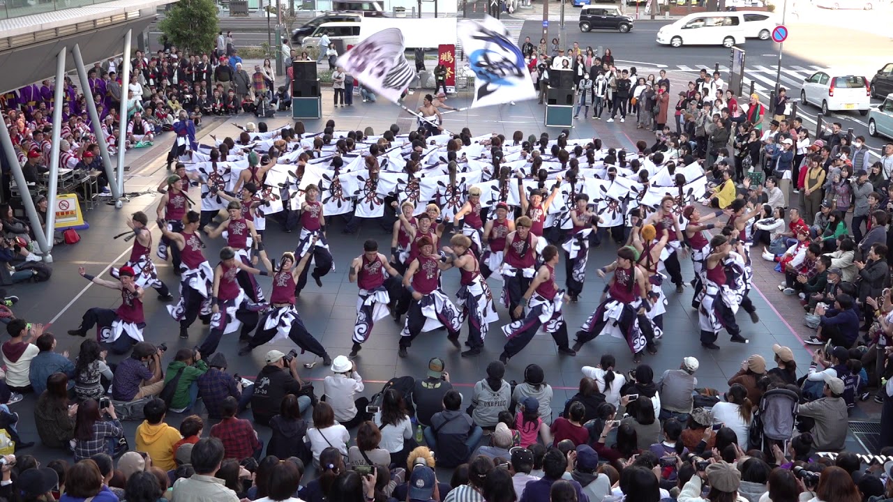 長崎大学　突風「挑む者」アルカス広場　させぼよさこい祭り2018 japanese festival yosakoi in sasebo