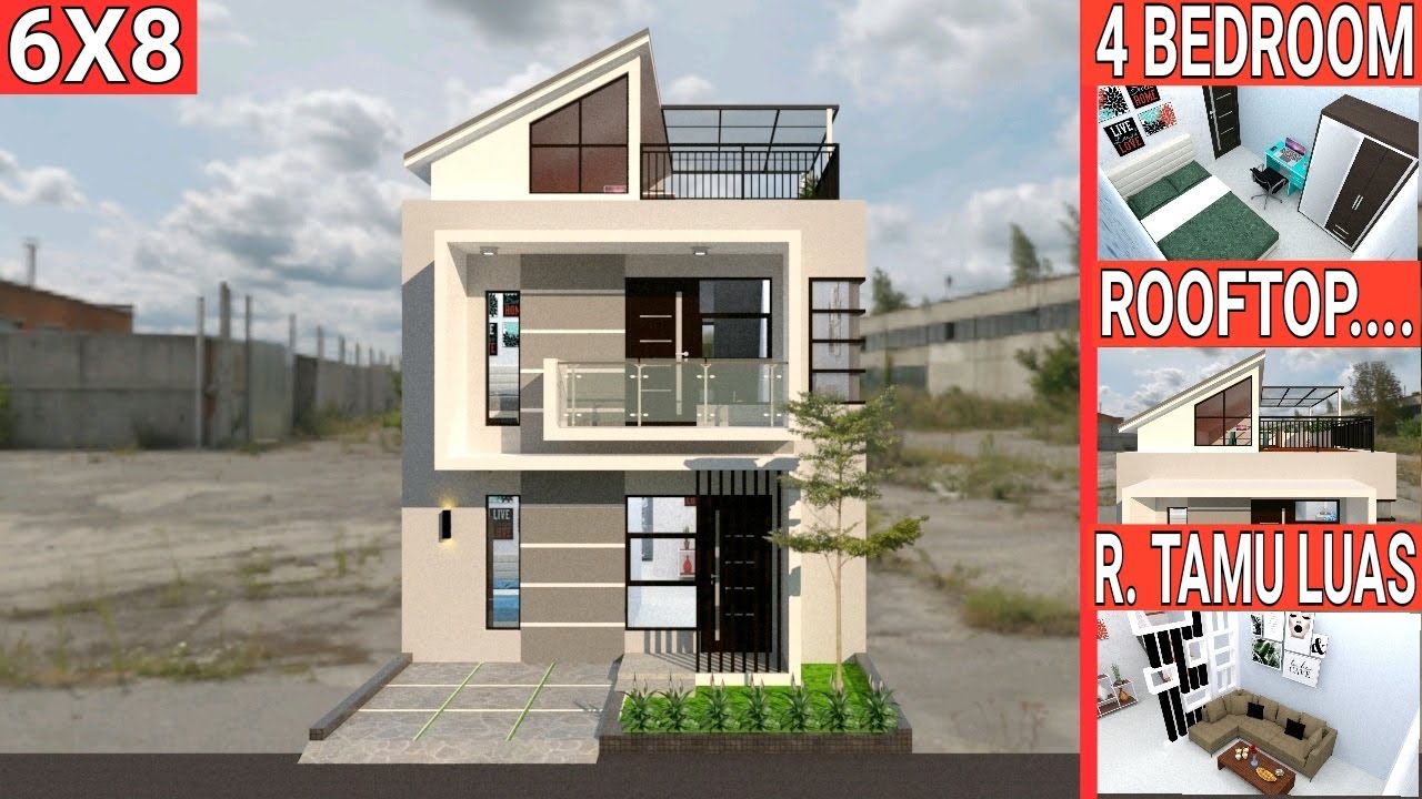 Desain Rumah 6x8 Meter 2 Lantai Dengan 4 Kamar Tidur
