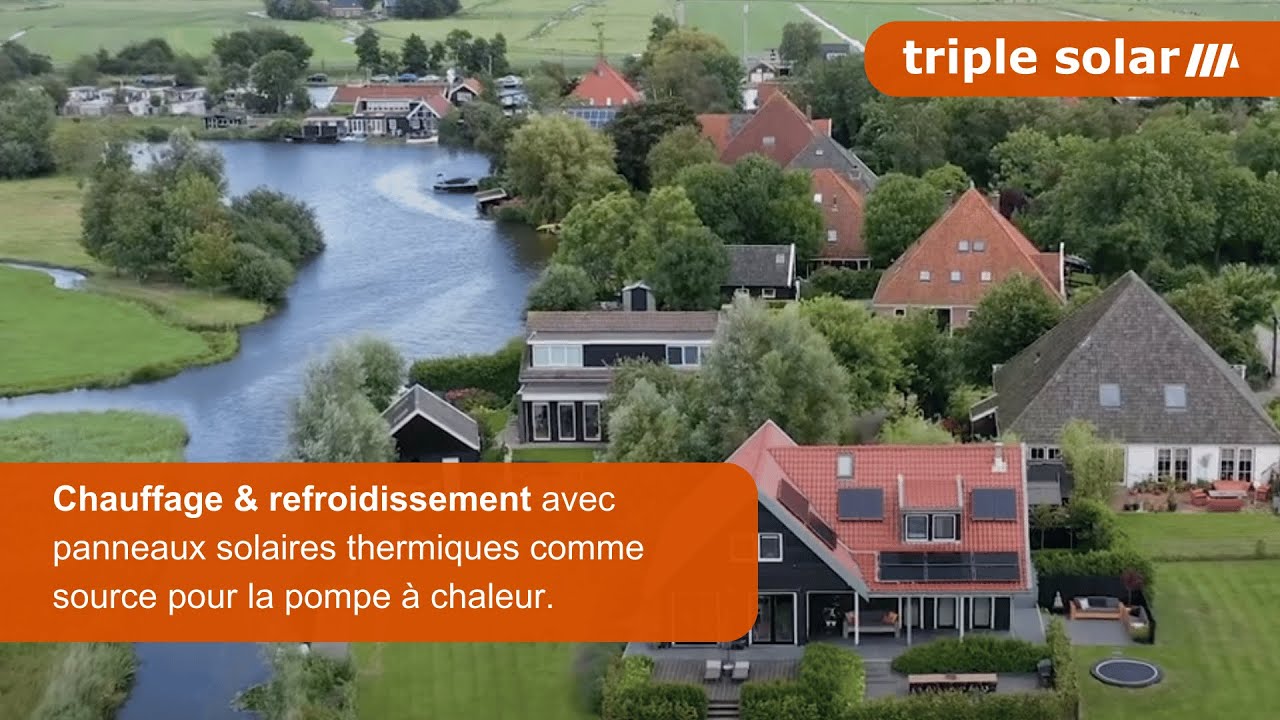 Chauffage & refroidissement avec panneaux solaires thermiques comme source pour la pompe à chaleur