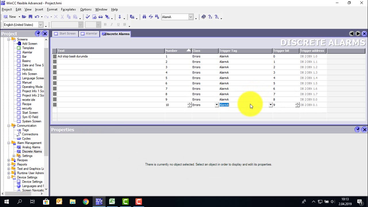 WinCC flexible 2008 How to create on OP77B Alarm view  kullanımı 8/25