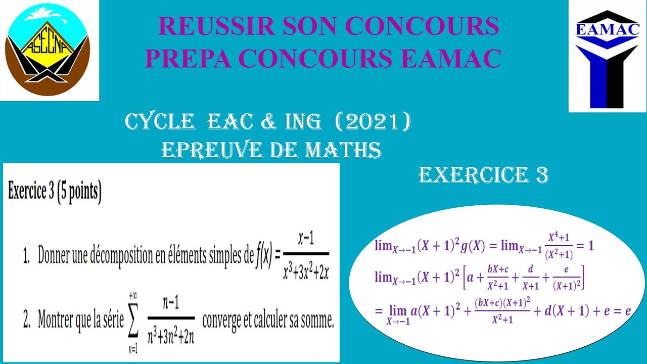 CORRECTION DU CONCOURS DE L'EAMAC 2021 ING & EAC EXERCICE 3