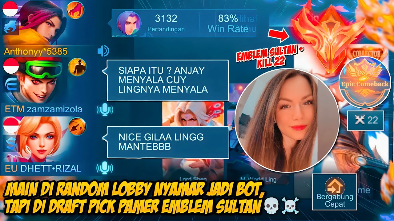 AKU IKUT MAIN DI RANDOM LOBBY NYAMAR JADI BOT TAPI DI DRAFT PICK PAMER EMBLEM SULTAN ?! 💀☠️ - MLBB