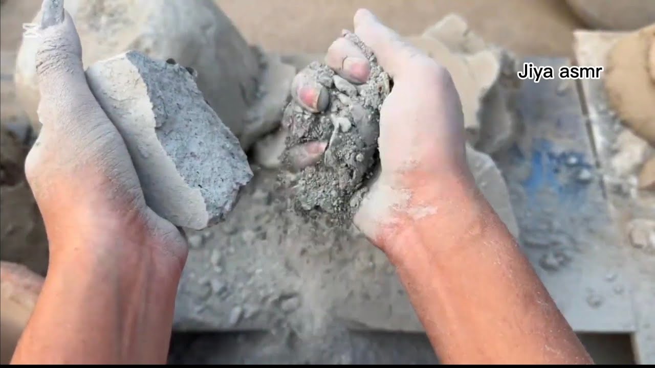 ASMR Crunchy grey mud dirt dry and water crumbling video || Jiya editor || sleep aid and relaxing