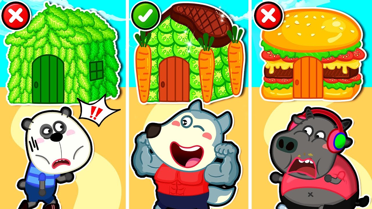 Familia Wolfoo Español | ¿ELIGES LA CASA DE VEGETALES O LA CASA DE HAMBURGUESAS? - Dibujos Animados