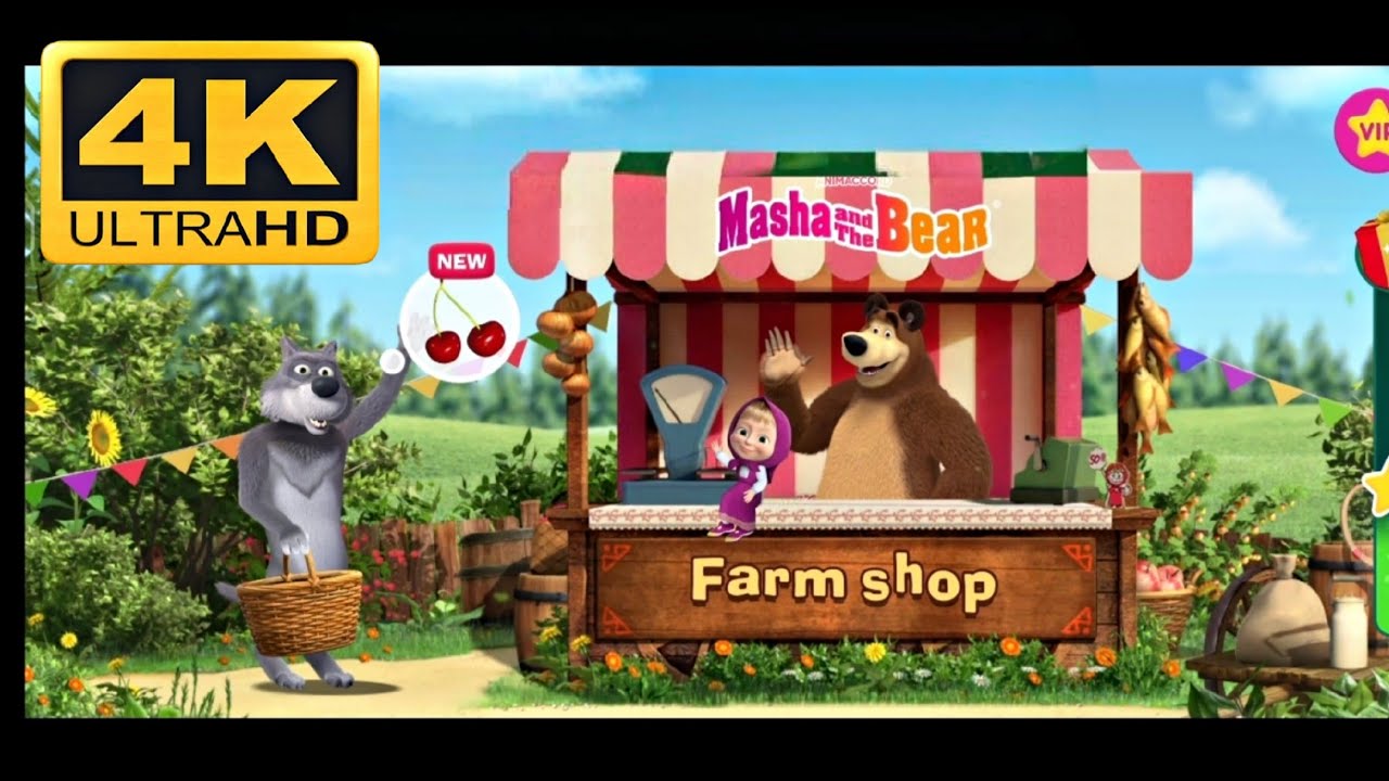 Masha and The Bear farm  Shop | 4K VIDEO | GAMEPLAY| GROW CHERRY 🍒 , HONEYWELL 🍯 | FULL Fun 😊