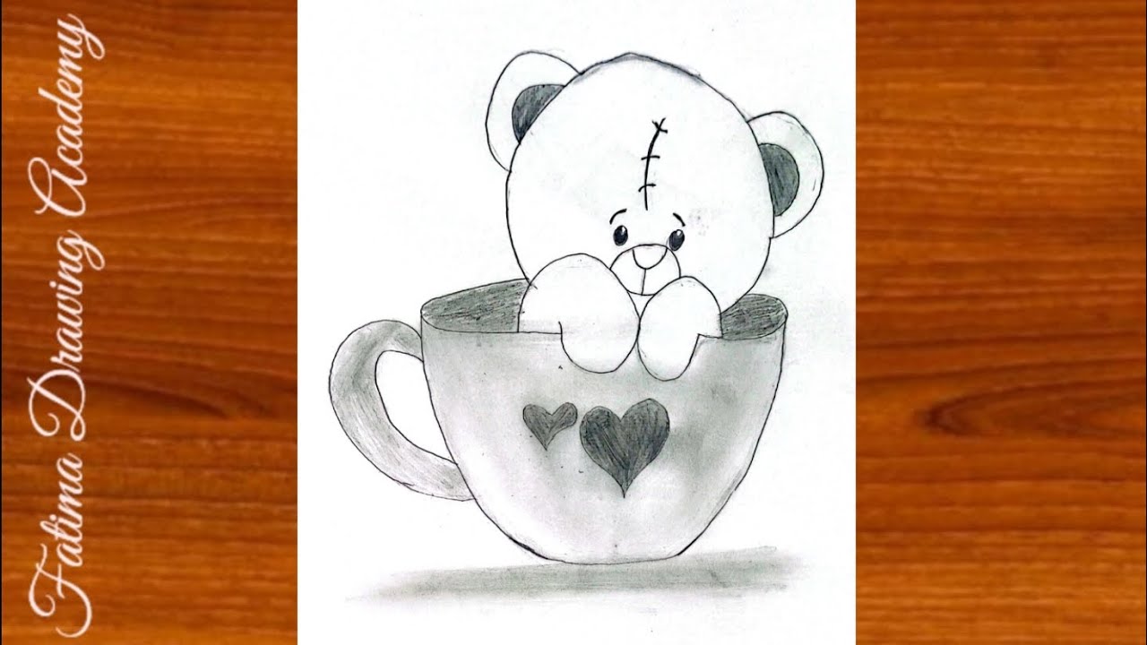Cute Teddy Bear in a Cup Drawing 🧸☕ | Easy Pencil Sketch Step by Step