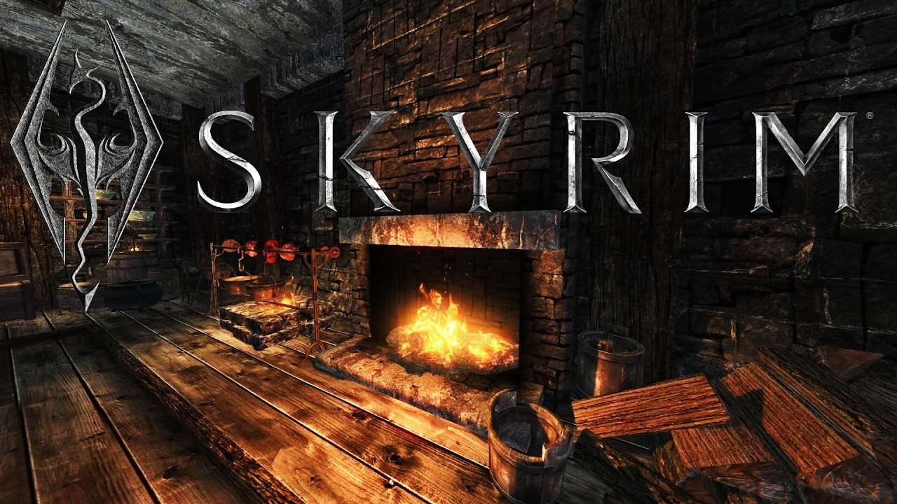 Skyrim | Cozy Fireplace | Relaxing Music & Ambience