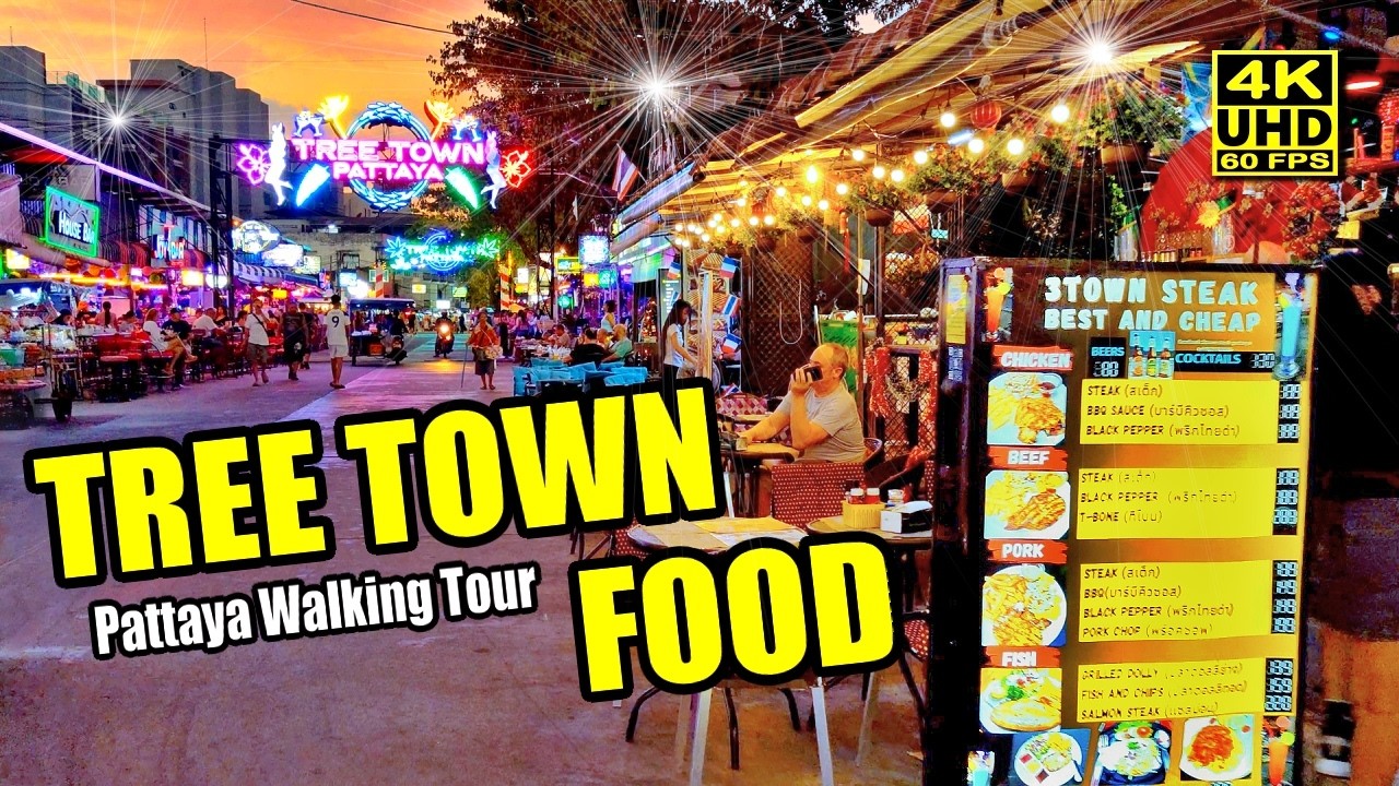 Tree Town Pattaya Nightlife, Bars, Restaurants in 4K 60fps HDR 💖 The best places 👀 Thailand 🇹🇭